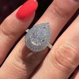 Sterling Silver Cubic Zirconia Rain Drop Ring